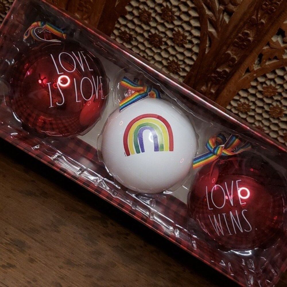 Pride Christmas ornament set of 3 Rae Dunn Rainbow love wins love is love